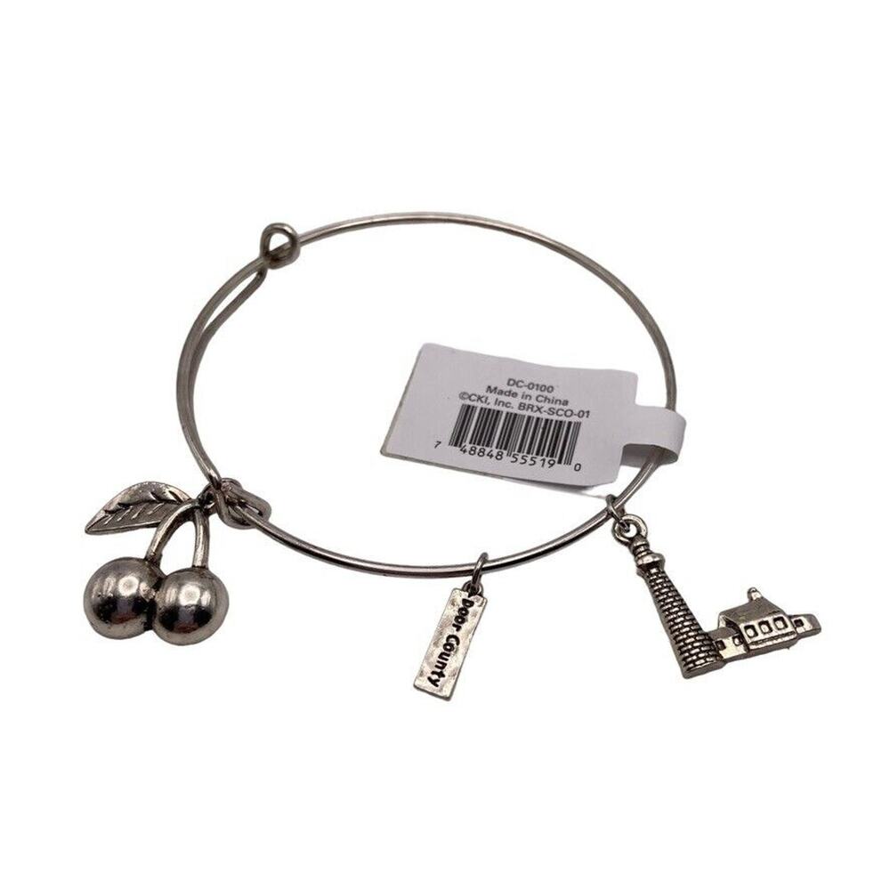 Door County Wisconson Bracelet Lighthouse Cherry Tourist Momento Silver Tone New